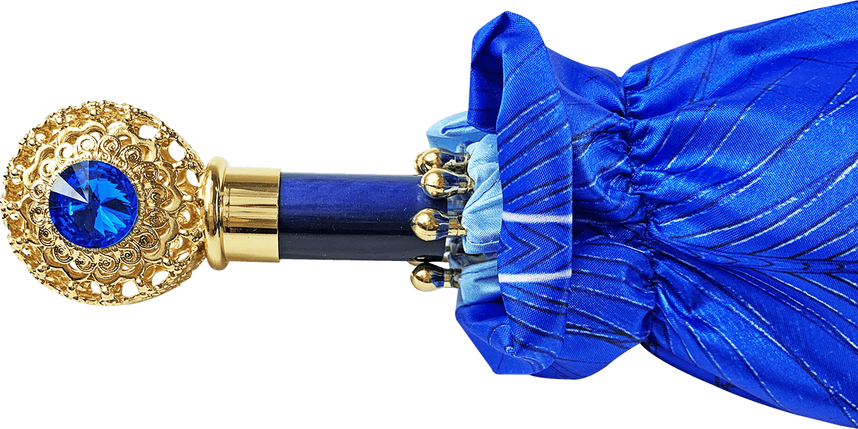 Peacock Design Folding Umbrella with Sapphire Crystals