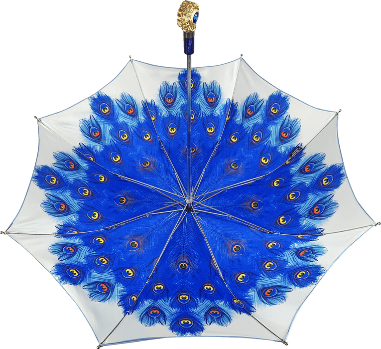Peacock Design Folding Umbrella with Sapphire Crystals