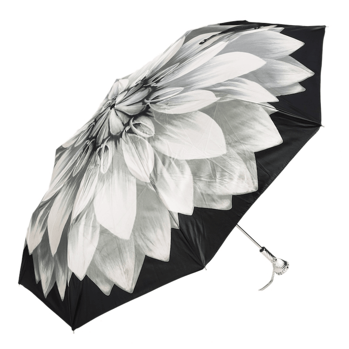 Luxury Silver Dahlia Brass Elegant Folding Umbrella