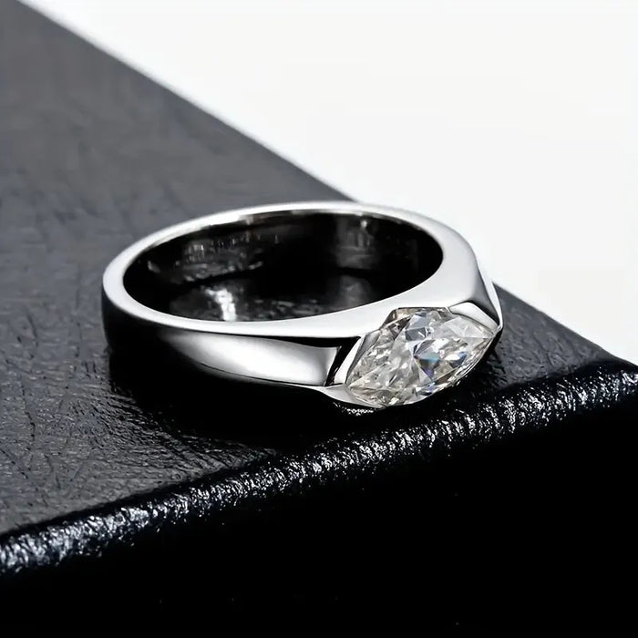 925 Sterling Silver 1 Carat Marquise Cut Moissanite Couple Ring