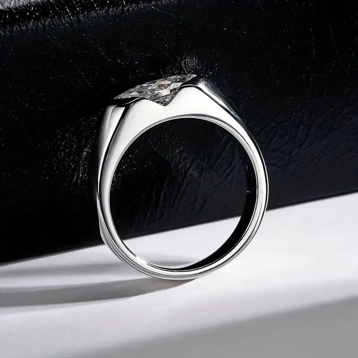 925 Sterling Silver 1 Carat Marquise Cut Moissanite Couple Ring