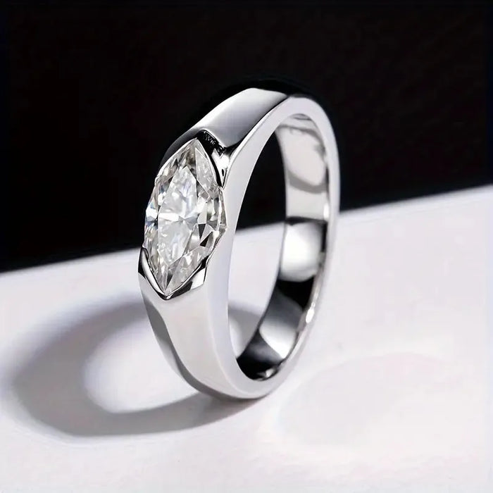 925 Sterling Silver 1 Carat Marquise Cut Moissanite Couple Ring