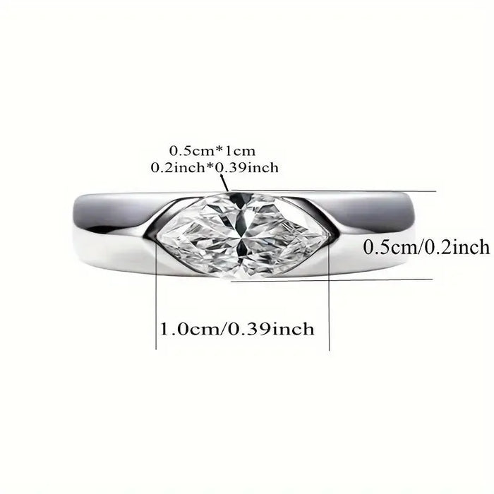925 Sterling Silver 1 Carat Marquise Cut Moissanite Couple Ring