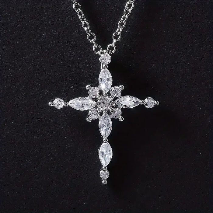 Silvery Zirconia Necklace – Elegant Women's Jewelry