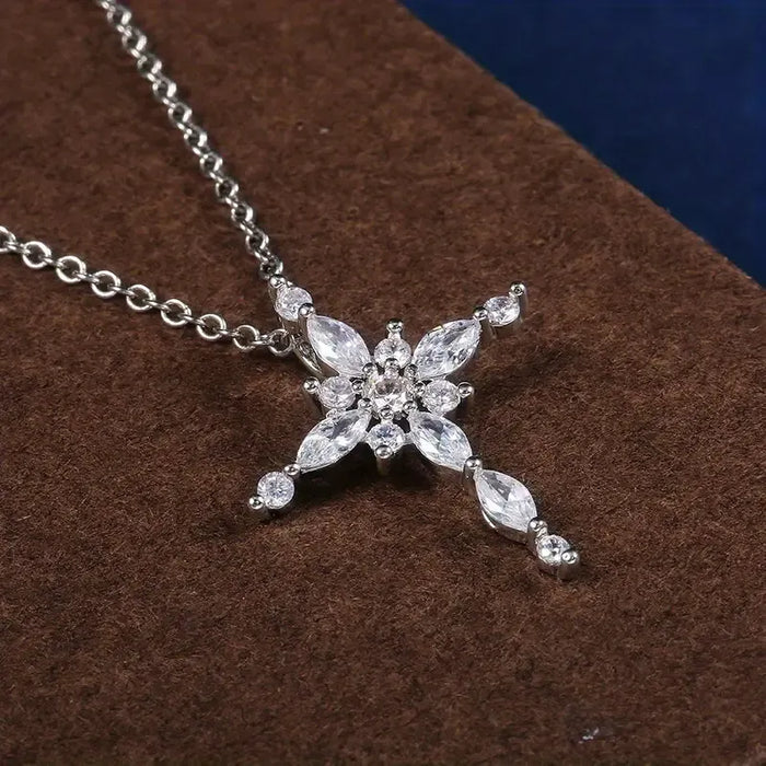 Silvery Zirconia Necklace – Elegant Women's Jewelry