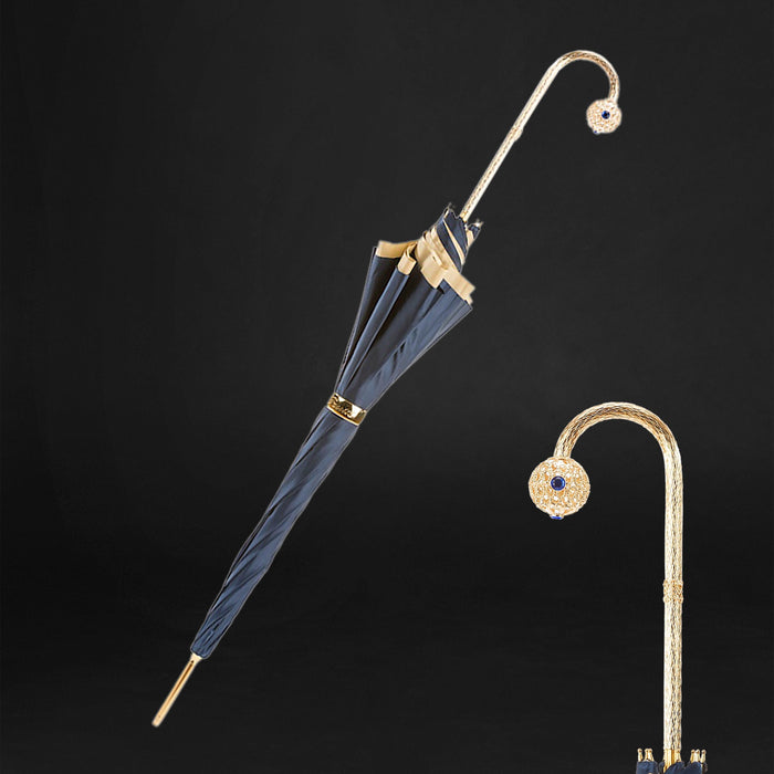 Luxury Blue Dahlia Umbrella for Women, Refined Handle Design