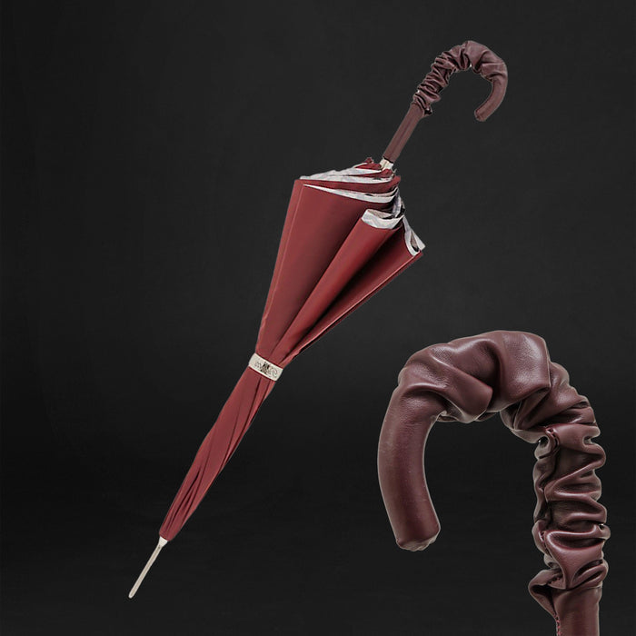 Python Leather Handle Brown Designer Umbrella