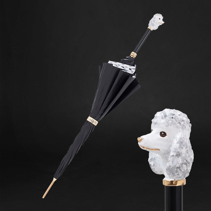 Poodle Print Black Umbrella with Dots for Her