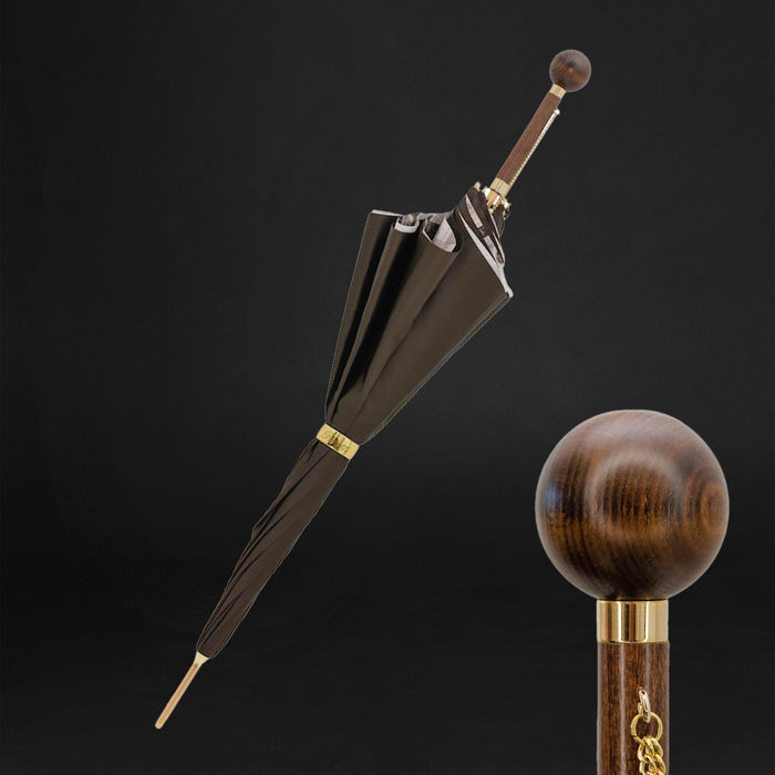 Vintage Wooden Handle Classic Beige Umbrella Luxury