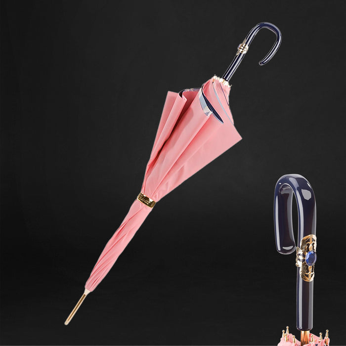 Stylish Pink Double Cloth Umbrella with Flowers for Women