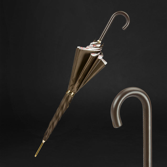 Leather Handle Classic Double Cloth Umbrella Unique