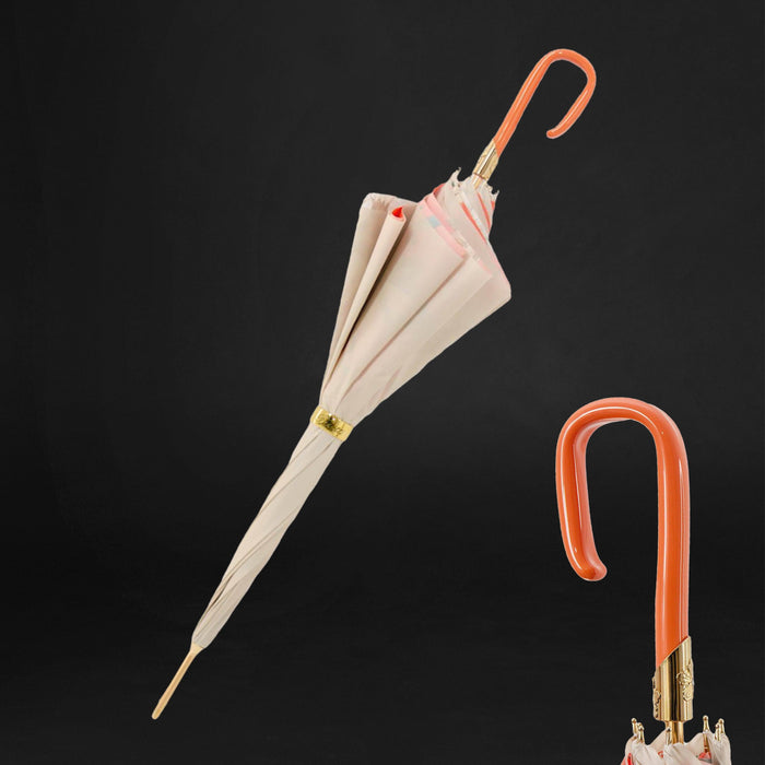 Unique Women Ivory Umbrella with Orange Handle