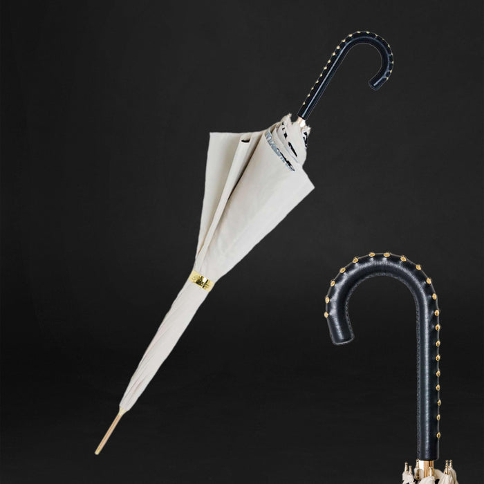 White Zebra Leather Glamour Umbrella Fashionable