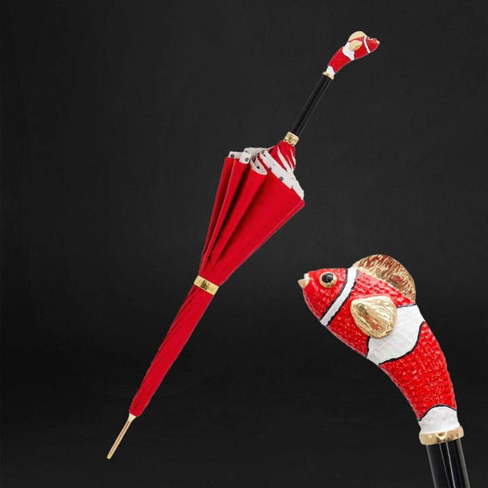 Red Fish Polka Dot Double Cloth Umbrella