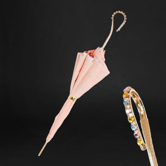 Pink Jeweled Premium Umbrella with Print Women