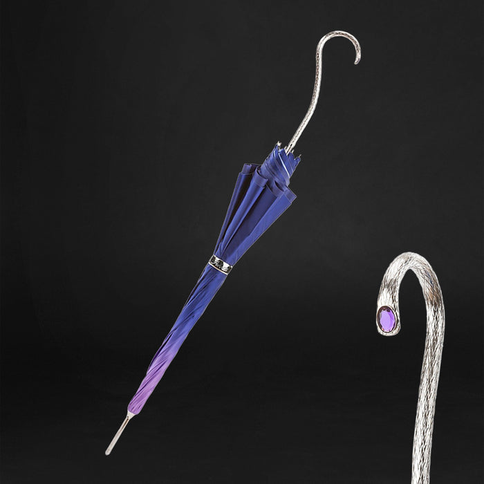 Stylish Glamour Purple Double Cloth Umbrella with Jeweled Brass Handle