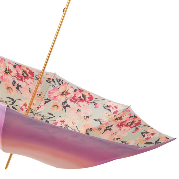 Elegant Pink Ombre Umbrella with Flowered Interior