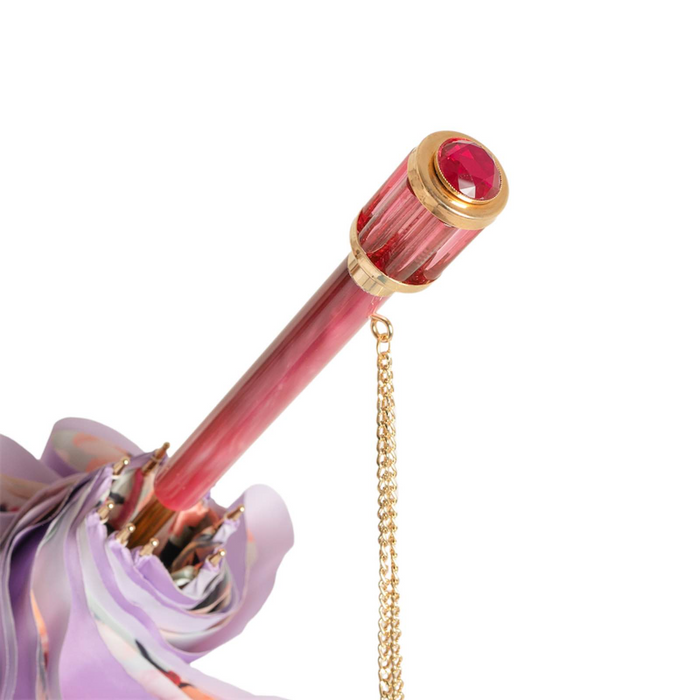 Elegant Pink Ombre Umbrella with Flowered Interior