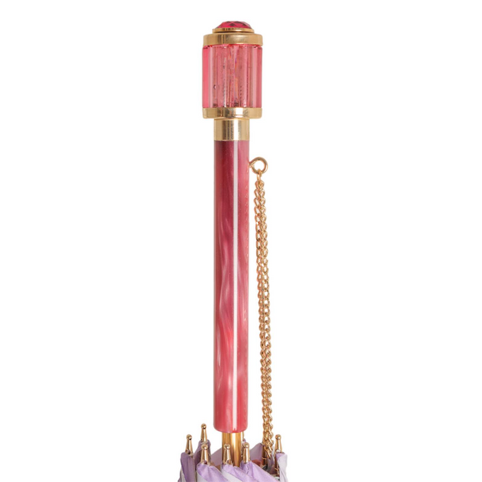 Elegant Pink Ombre Umbrella with Flowered Interior
