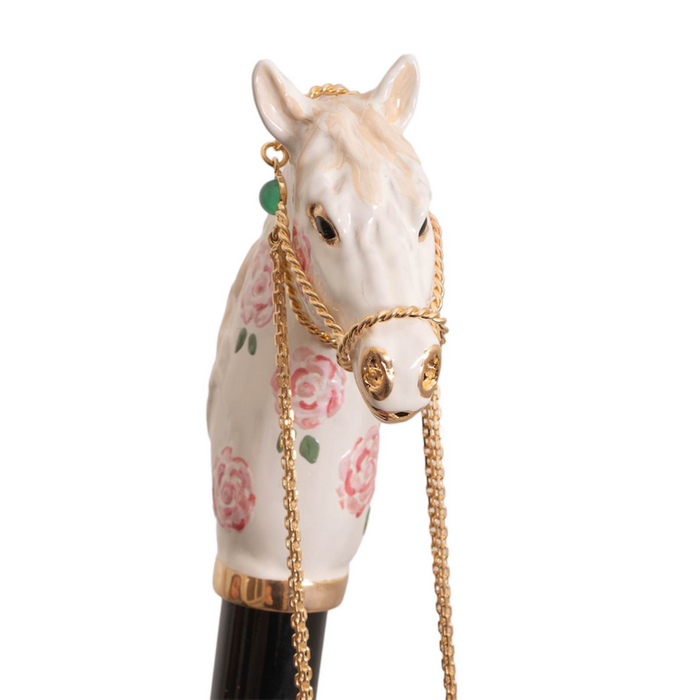 Chic Designer Pink Umbrella with Horse Handle