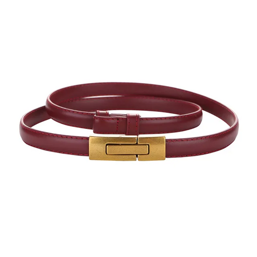 Elegant Skinny Patent Genuine Leather Slim Belt for Dress