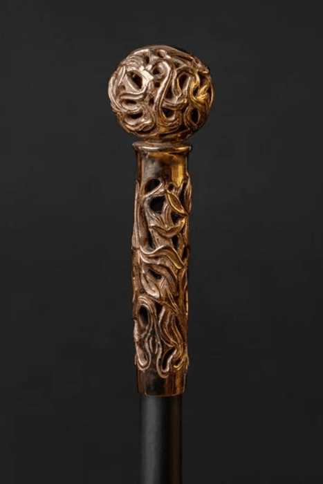 Victorian Antique Walking Stick Presentation Cane - Gold-Tone