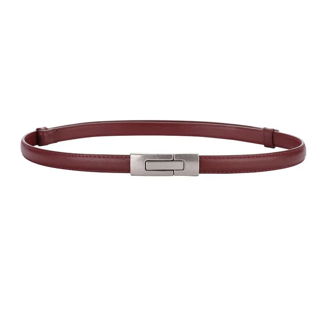 Elegant Skinny Patent Genuine Leather Slim Belt for Dress
