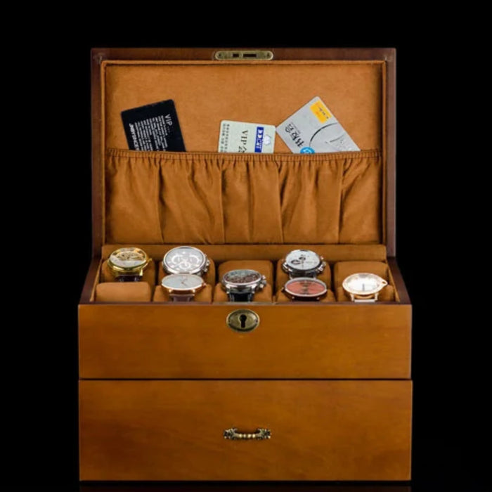 Vintage Ash Wood Watch Box With Pocket 20 Slots
