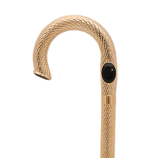 Precious Elegant Brass Walking Stick Classic with Black Stone