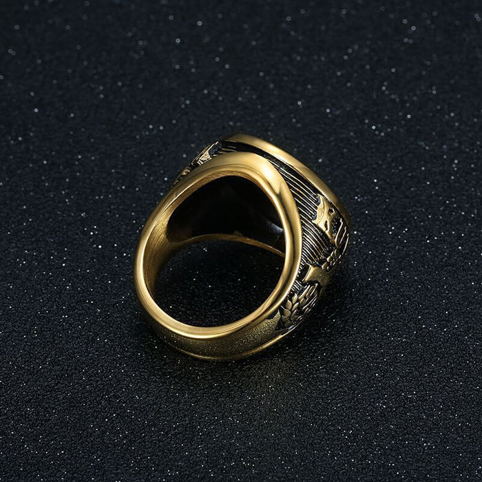 Men's Vintage Gold Ring American Eagle Design