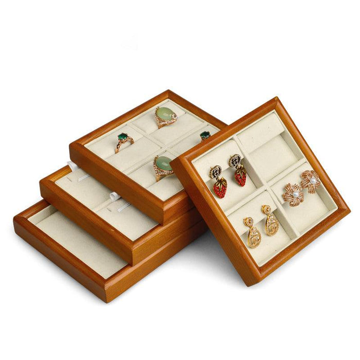 Square Wood Jewelry Storage Display Tray