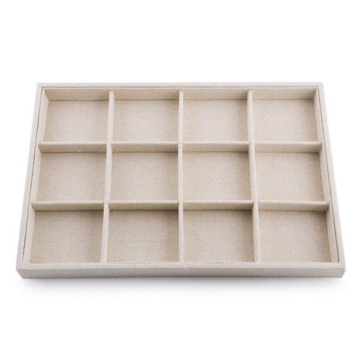Linen Stackable Jewelry Display Tray with 12 Grids