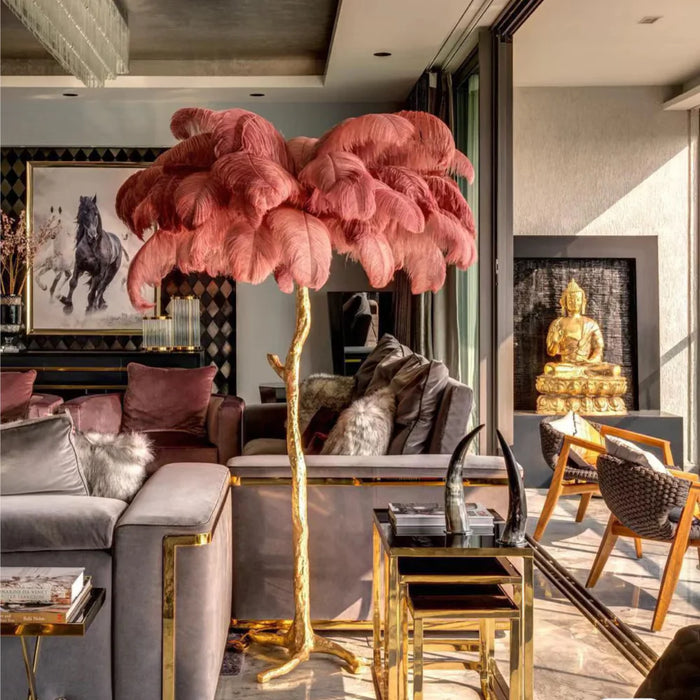 Elegant Feather-Inspired Floor Lamp with a Soft and Luxurious Design
