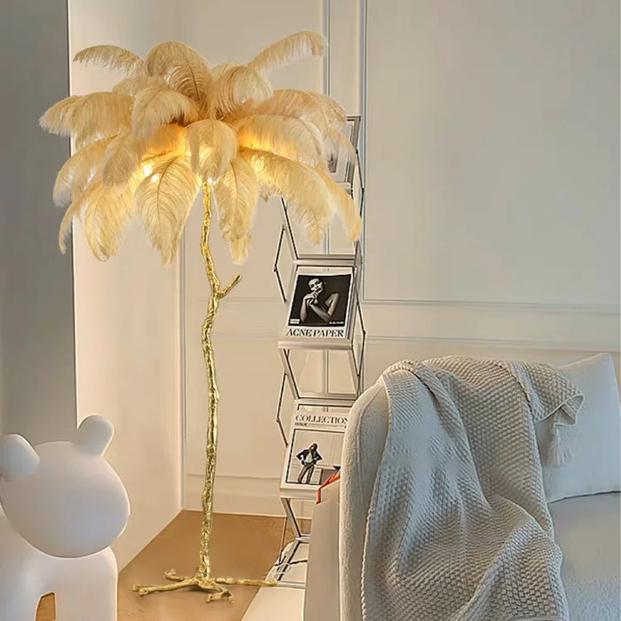 Elegant Feather-Inspired Floor Lamp with a Soft and Luxurious Design