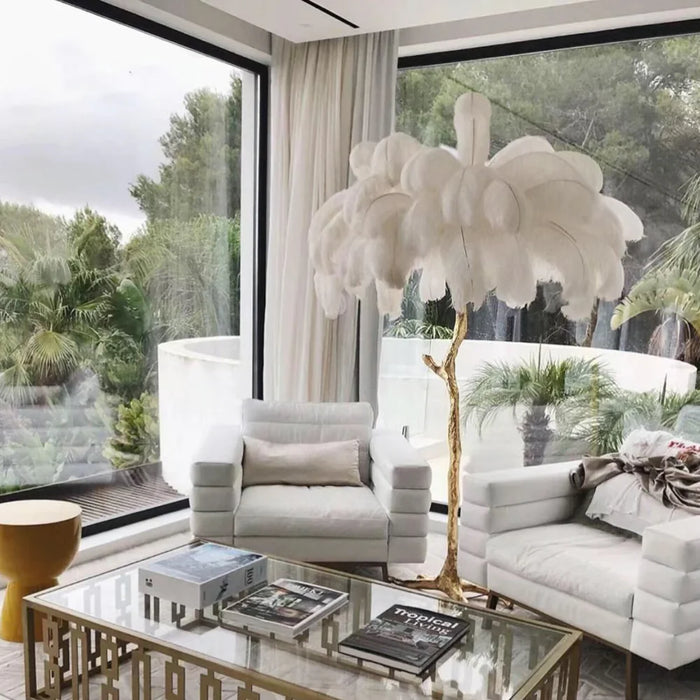 Elegant Feather-Inspired Floor Lamp with a Soft and Luxurious Design