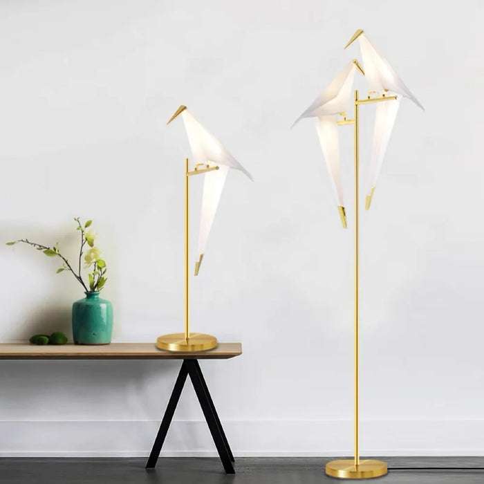 Stylish Origami Bird-Inspired Table or Floor Lamp with a Unique and Artistic Design