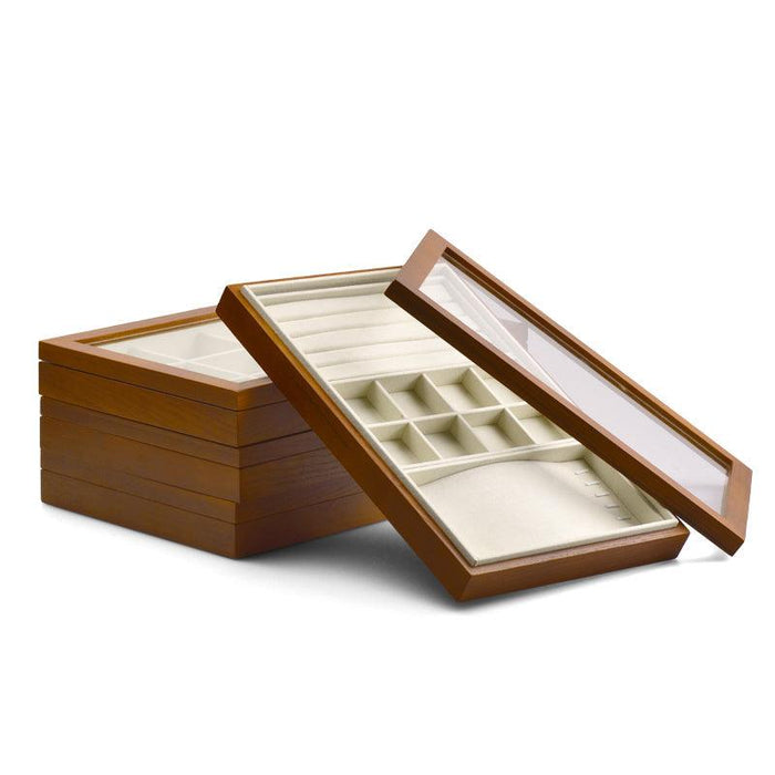 Wood Jewelry Display Tray with Transparent Cover