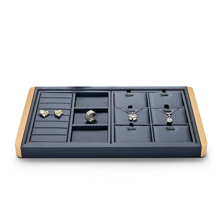 Luxury DIY Jewelry Display Tray Metal PU Leather