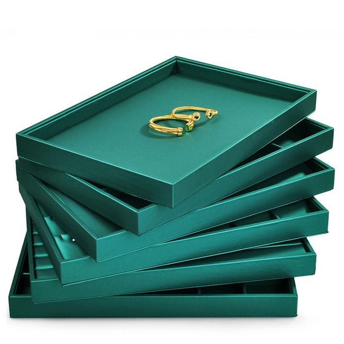 Luxury Green Leather Jewelry Display Tray