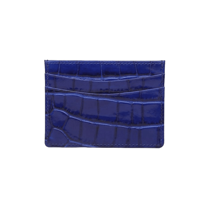 Green Embossed Crocodile Card Holder Italian Leather