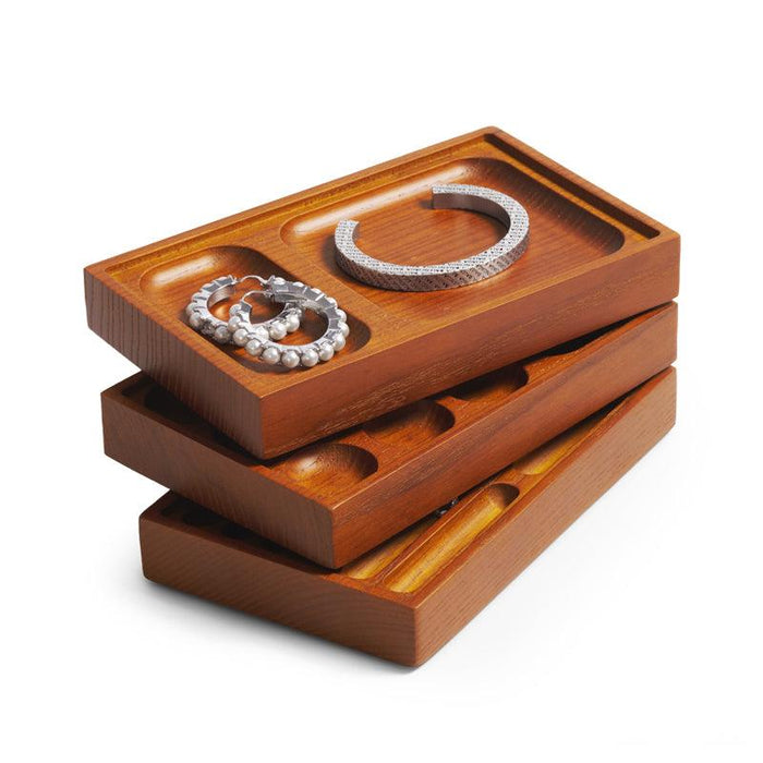 Stackable Ash Wood Jewelry Display Tray Organizer