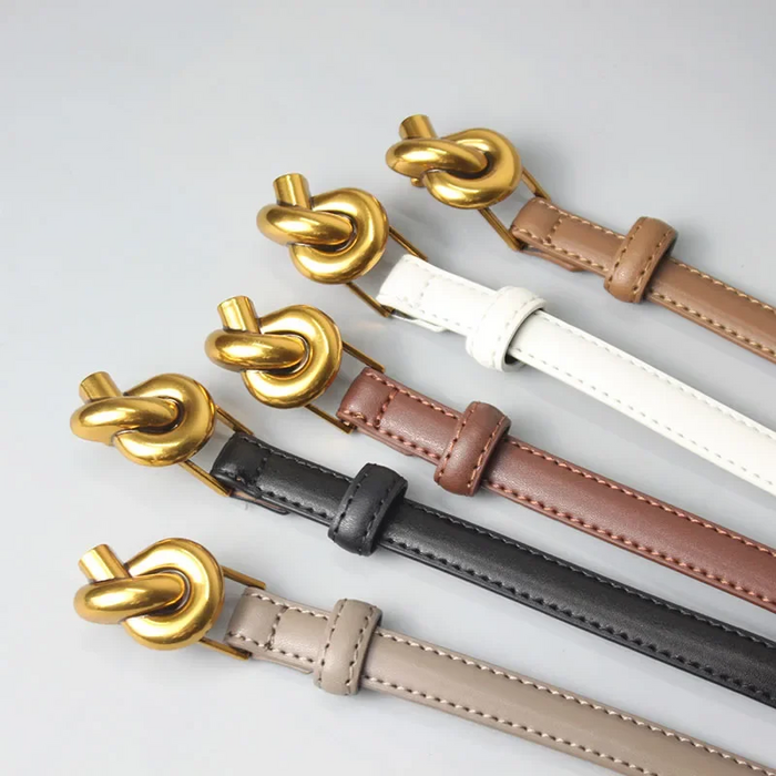 Chic Genuine Leather Women Fashion Belt Knot Buckle Waistband