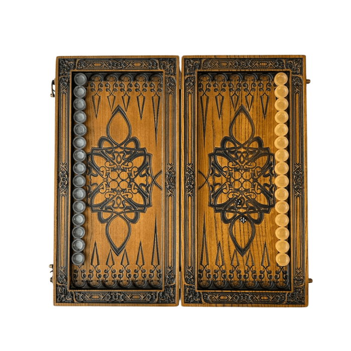 Wooden Backgammon "Compass", Travel Backgammon Set