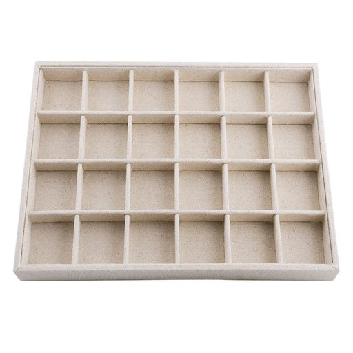 Linen Stackable Jewelry Display Tray with 24 Grids