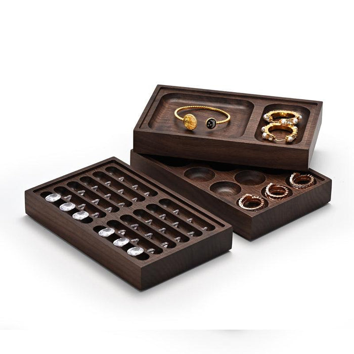 Stackable Walnut Wood Jewelry Display Tray