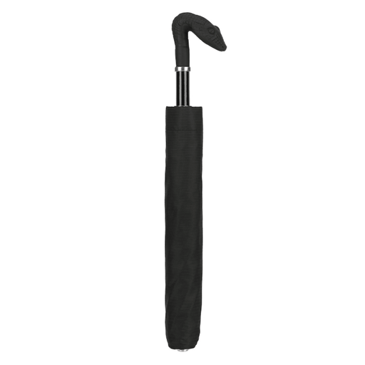 Rubberized Brass Snake Handle Black Folding Umbrella