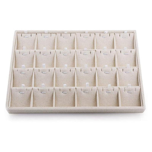 Linen Pendant Necklace Jewelry Tray with 24 Grids
