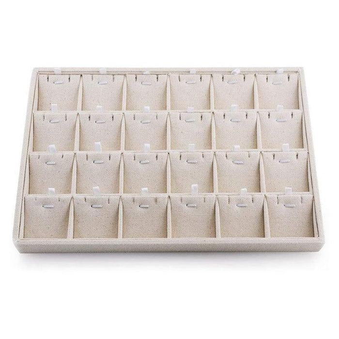 Linen Pendant Necklace Jewelry Tray with 24 Grids