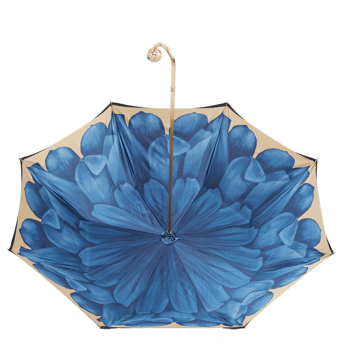 Luxury Blue Dahlia Umbrella for Women, Refined Handle Design