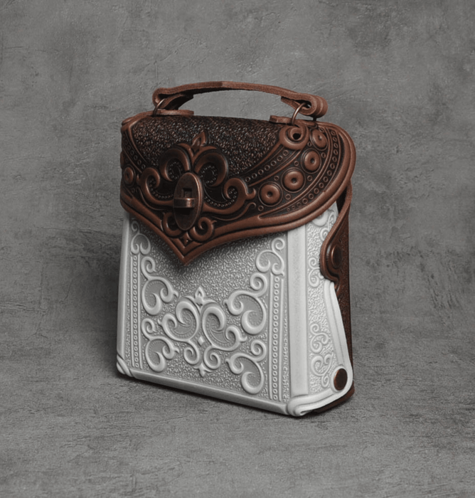 Stylish Brown and White Small Leather Backpack Convertible Crossbody Bag
